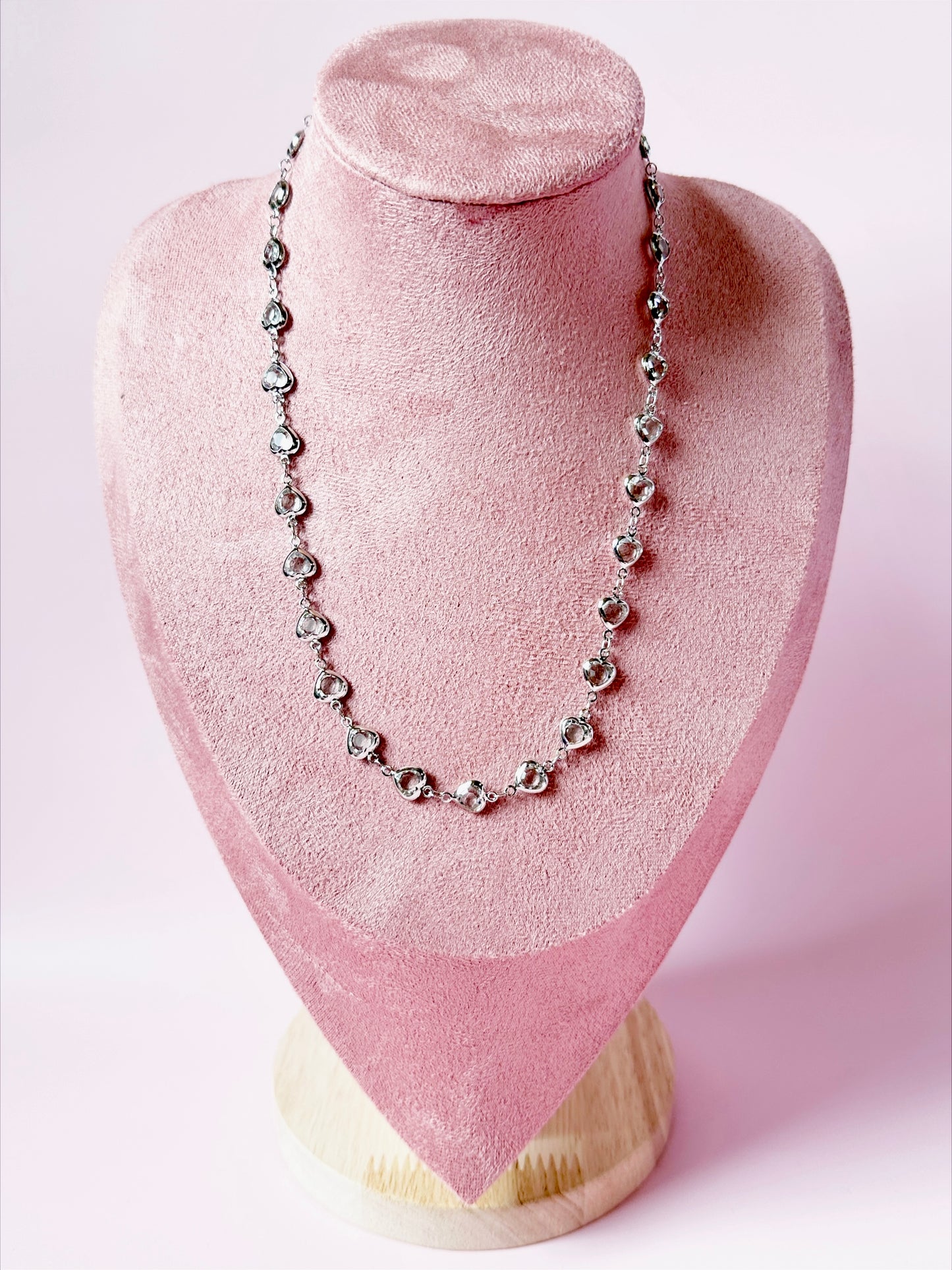 Silver Heart Crystal Necklace