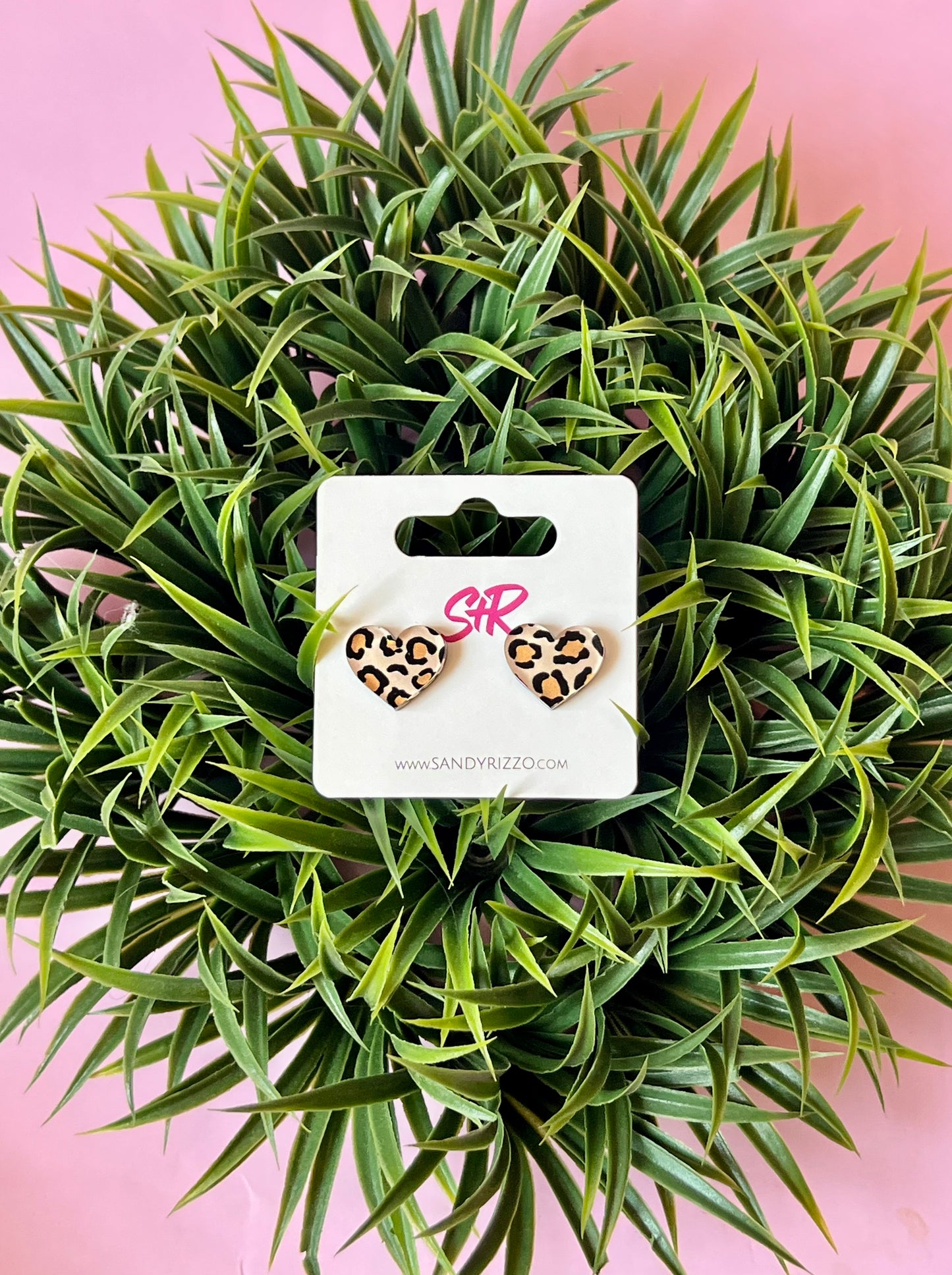 Animal Print Heart Stud