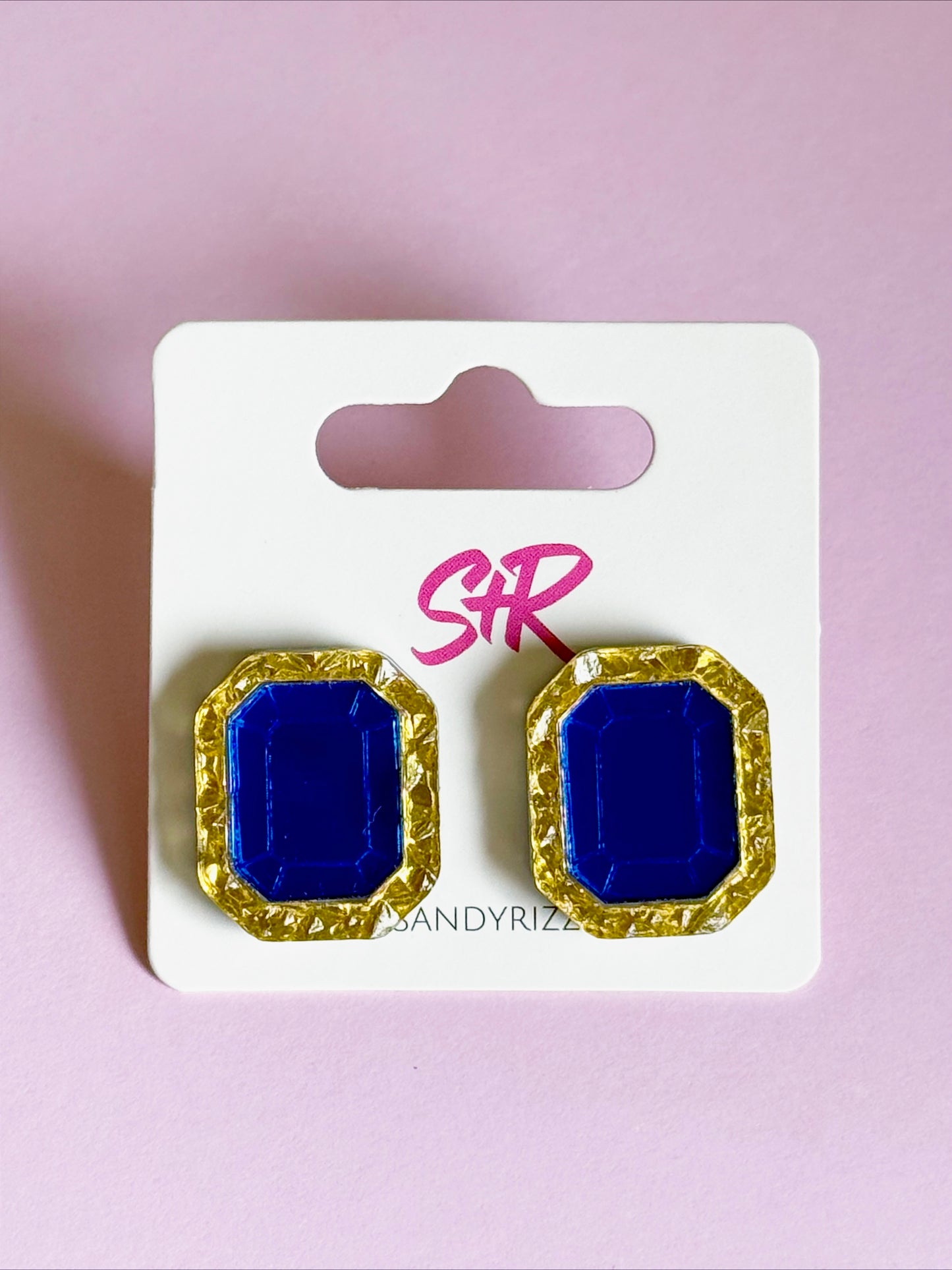 Royal Blue and Gold Gem Stud