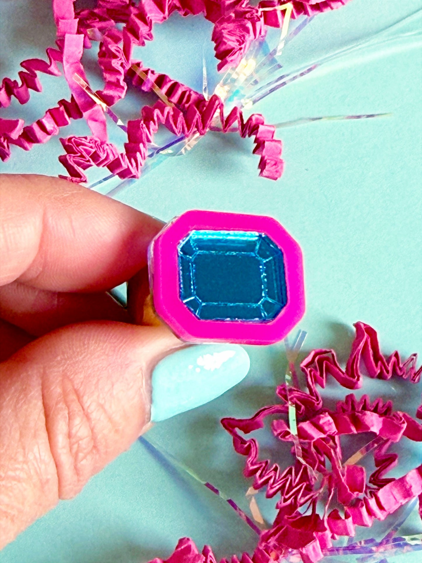 Pink and Blue Gem Ring