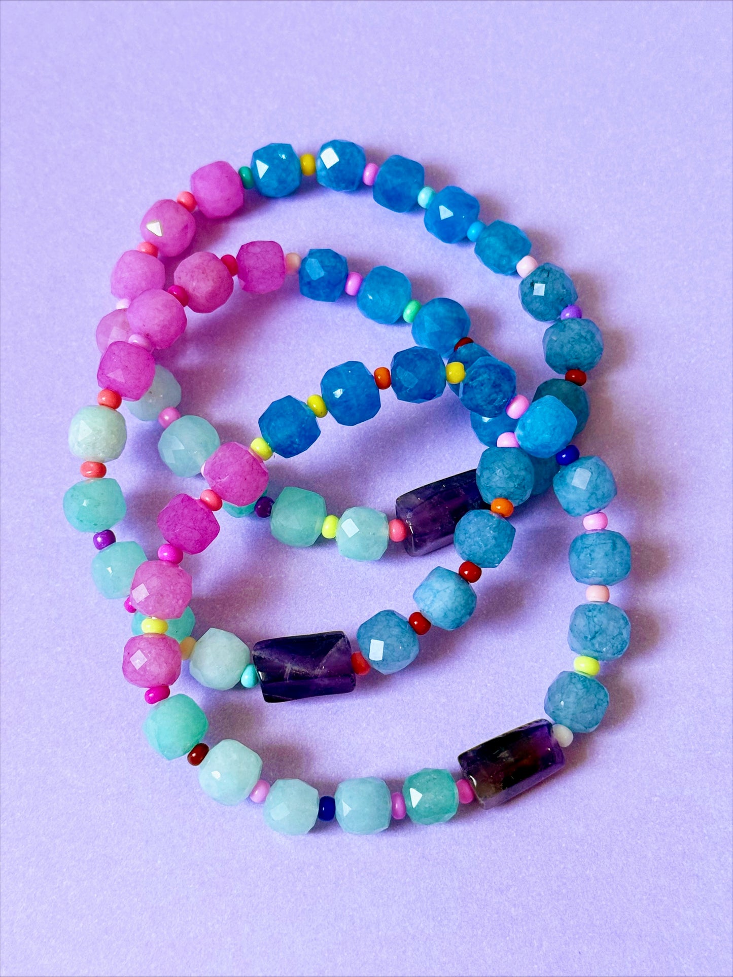 Blue Rainbow Confetti Bracelet