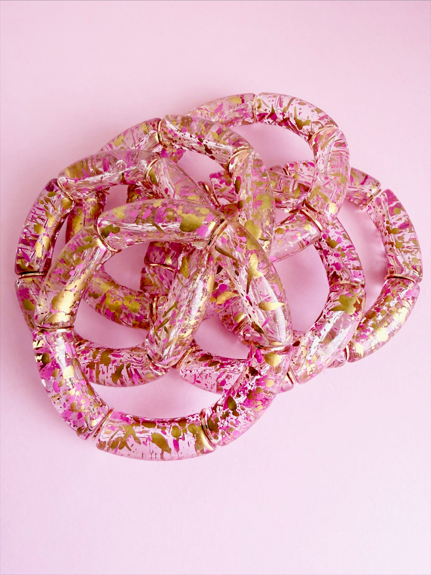 Purple and Gold Confetti Stretch Bracelet