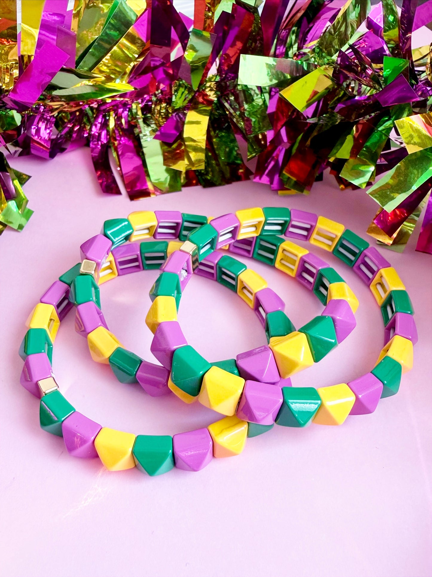 Mardi Pardi Studded Tile Bracelet