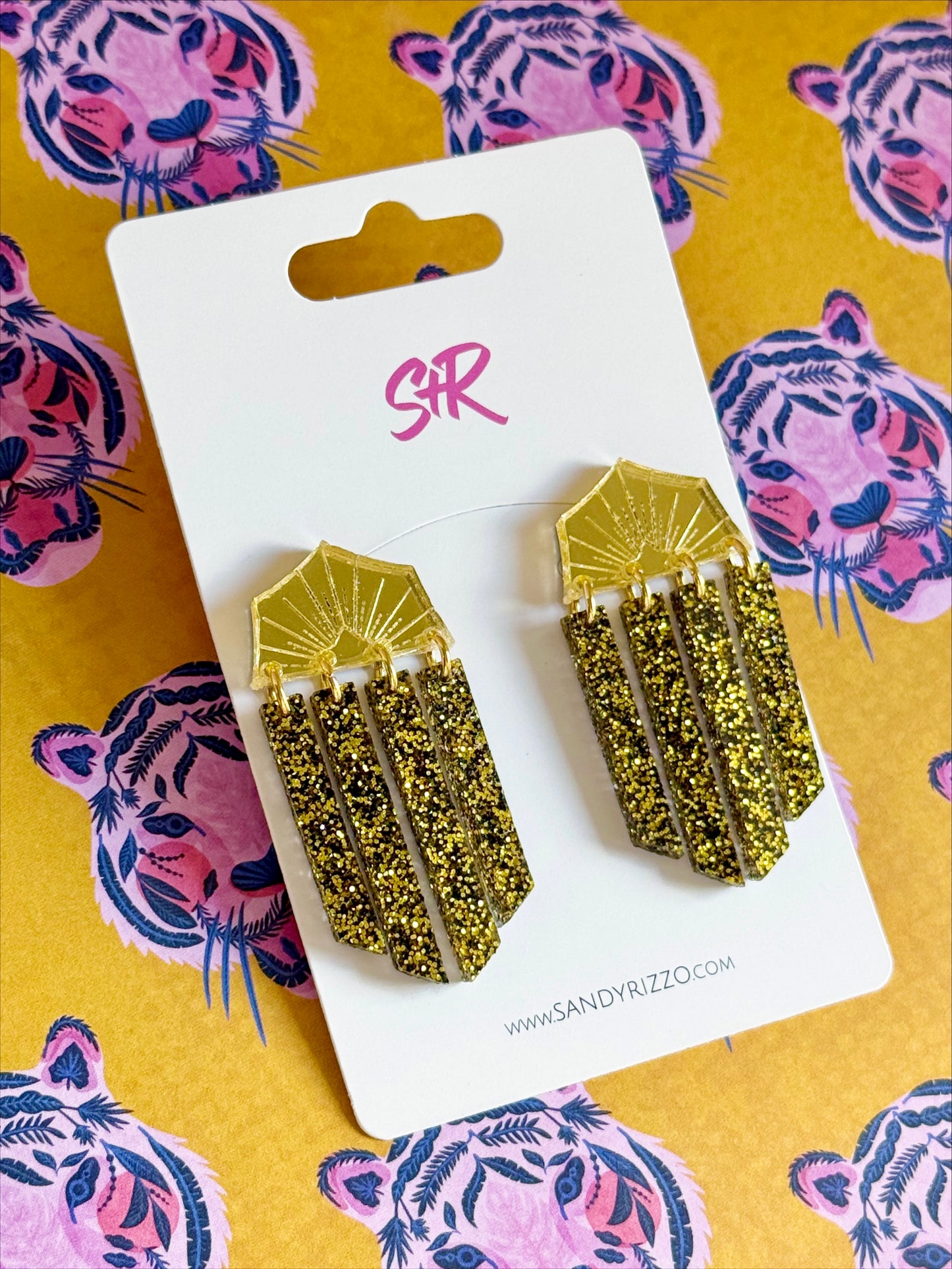 Starburst Black and Gold Dangle