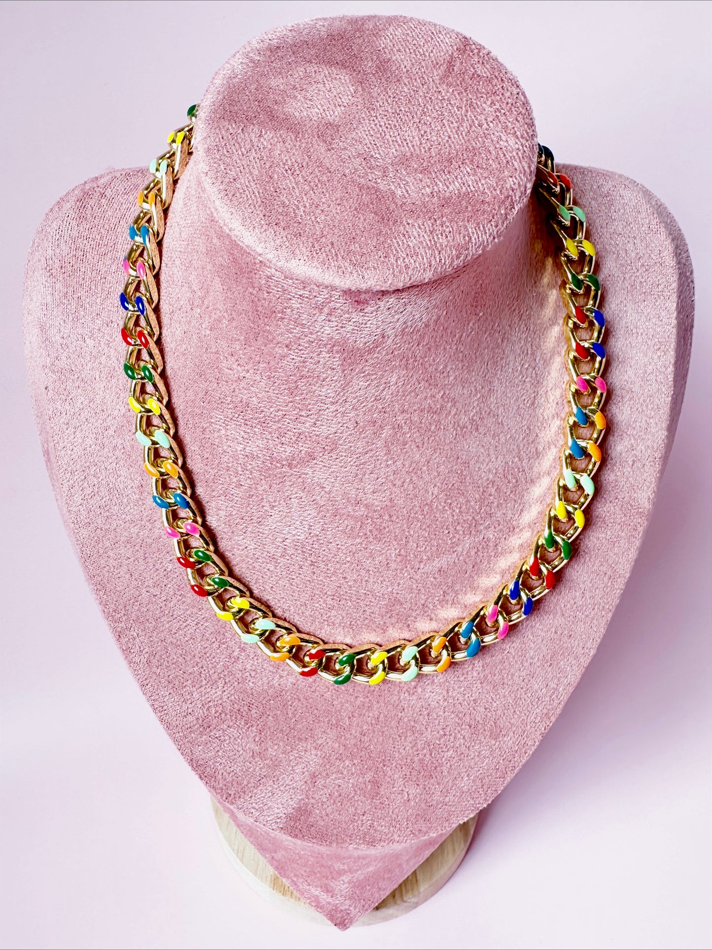 Rainbow Chunky Chain Necklace