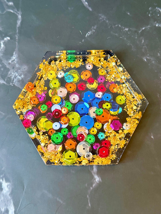 Rainbow Confetti Coaster