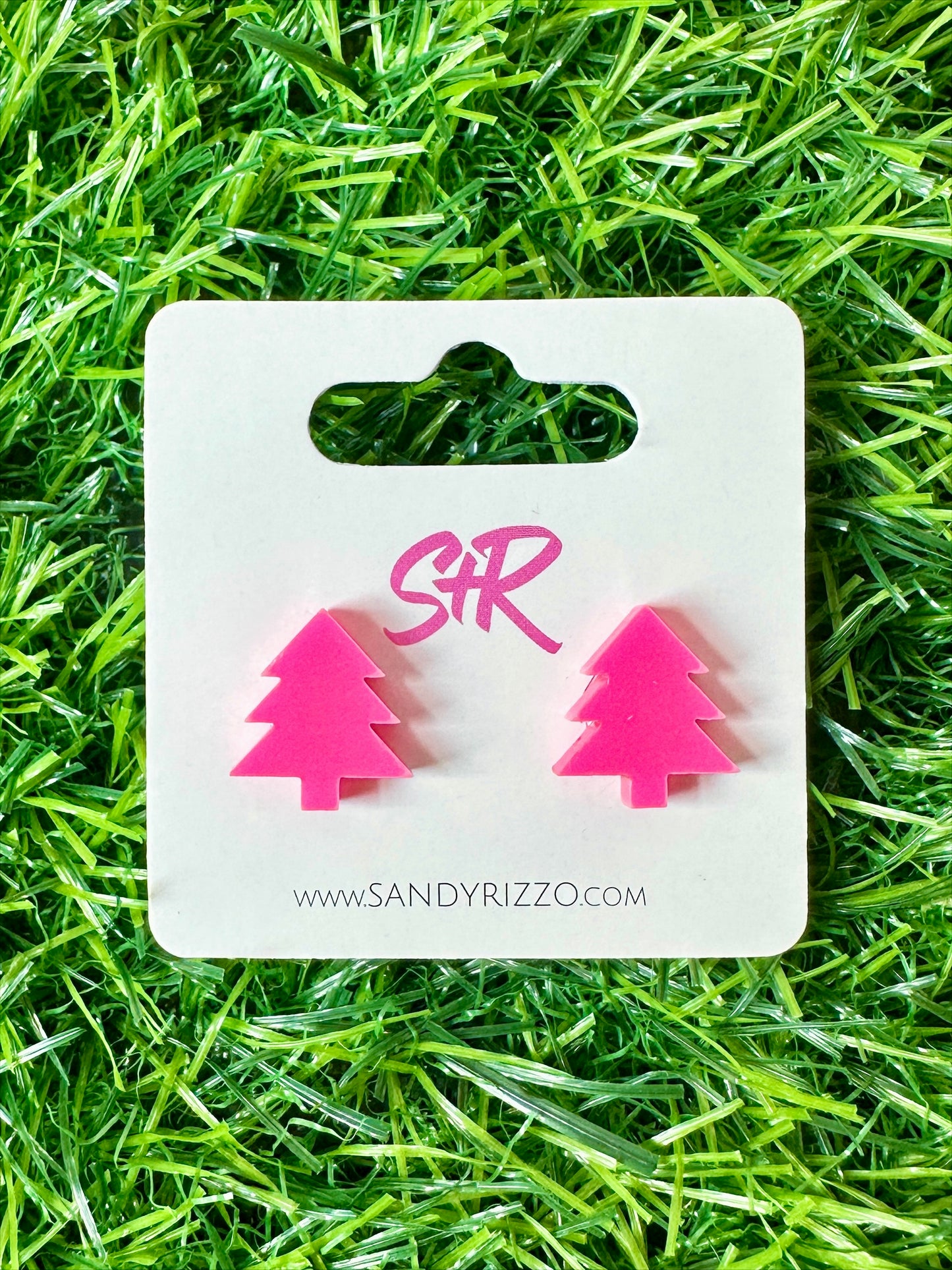 Hot Pink Christmas Tree Stud