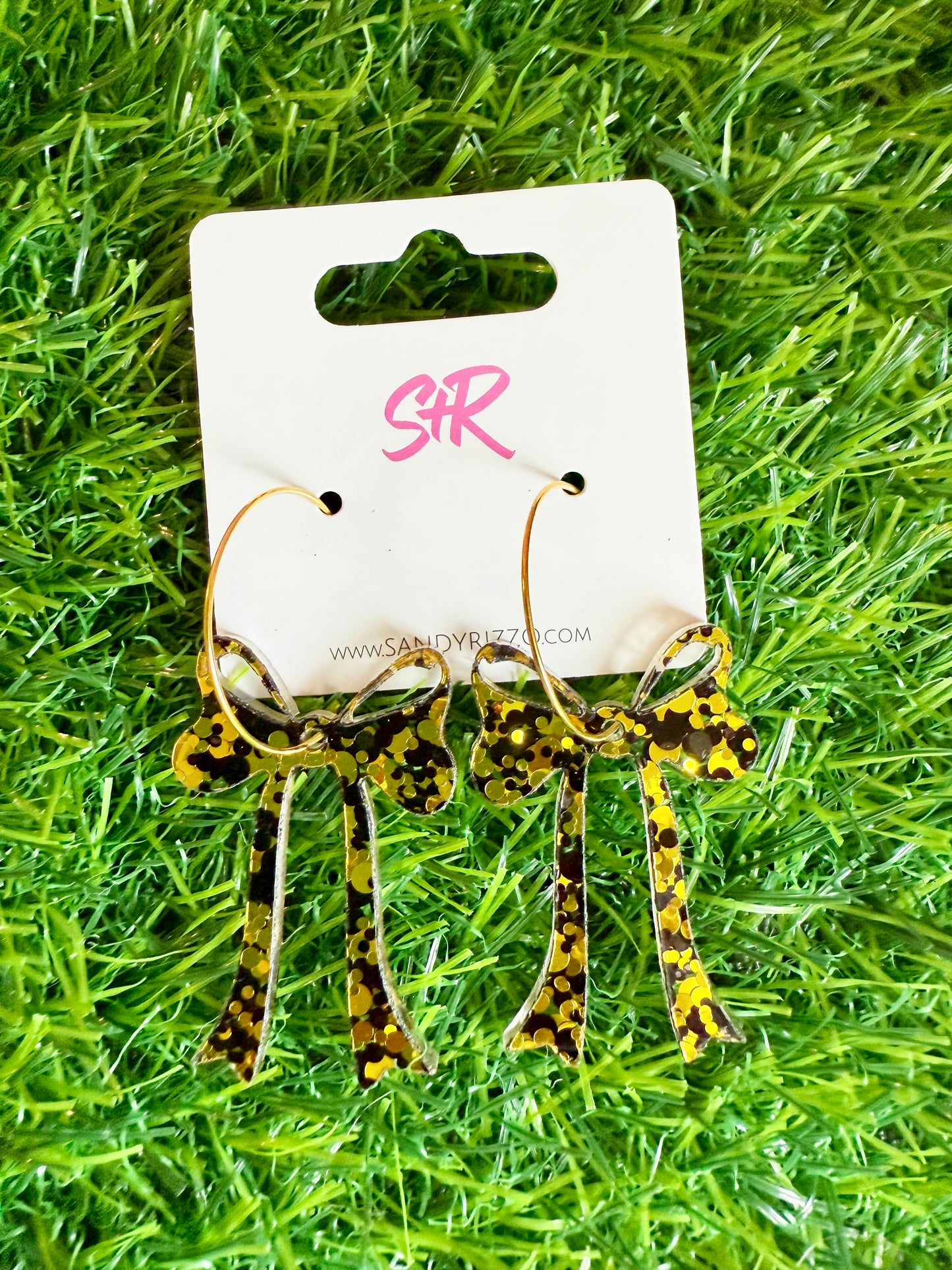 Black and Gold Glitter Bow Hoop