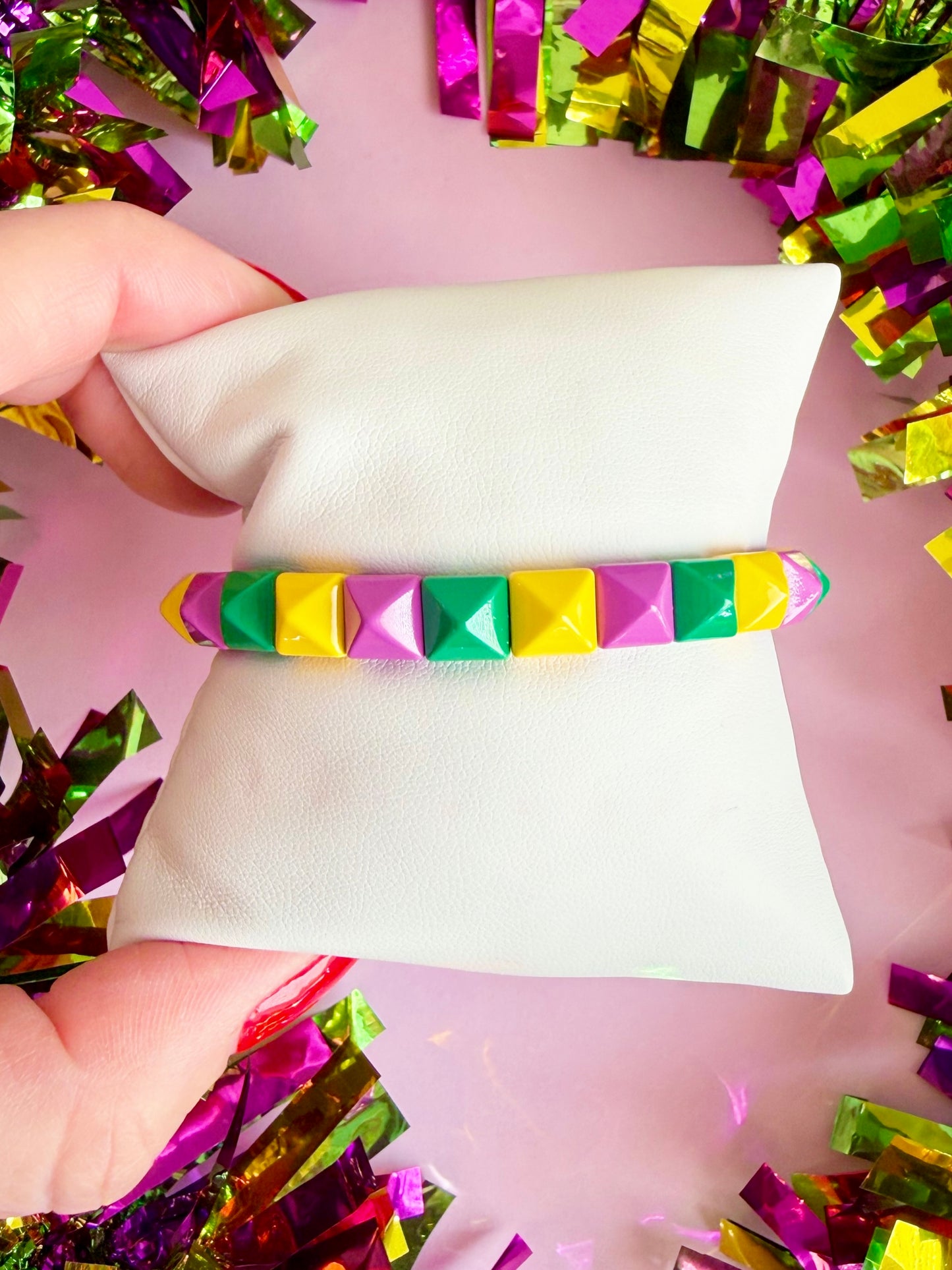 Mardi Pardi Studded Tile Bracelet