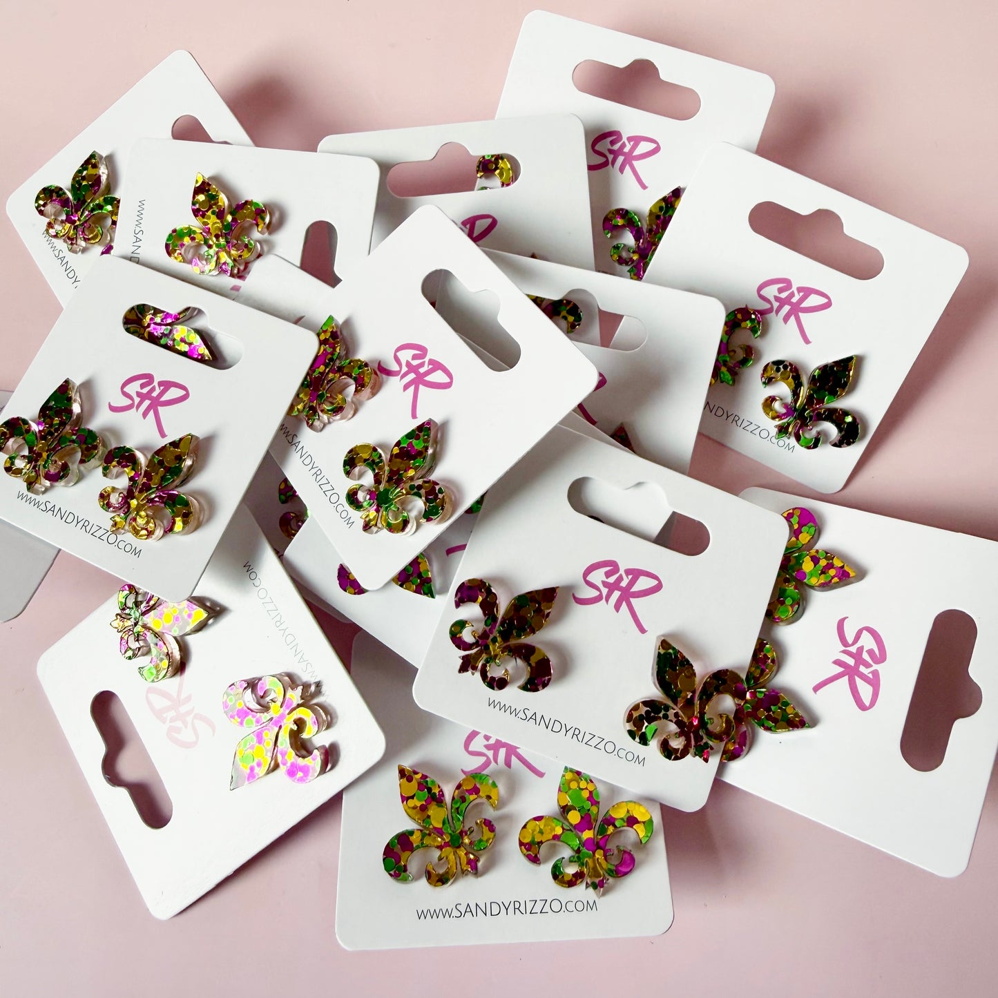 Glitter Fleur de Lis Stud