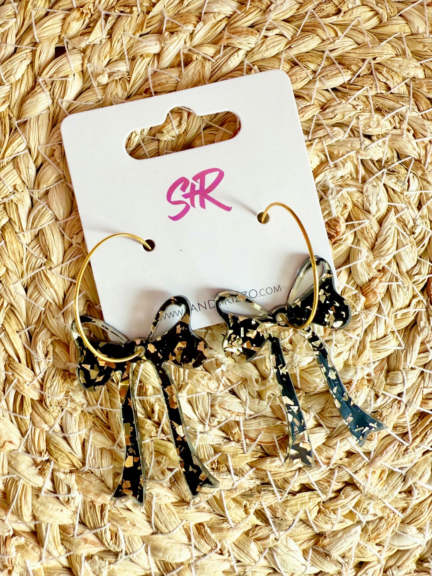 Black and Gold Bow Hoop