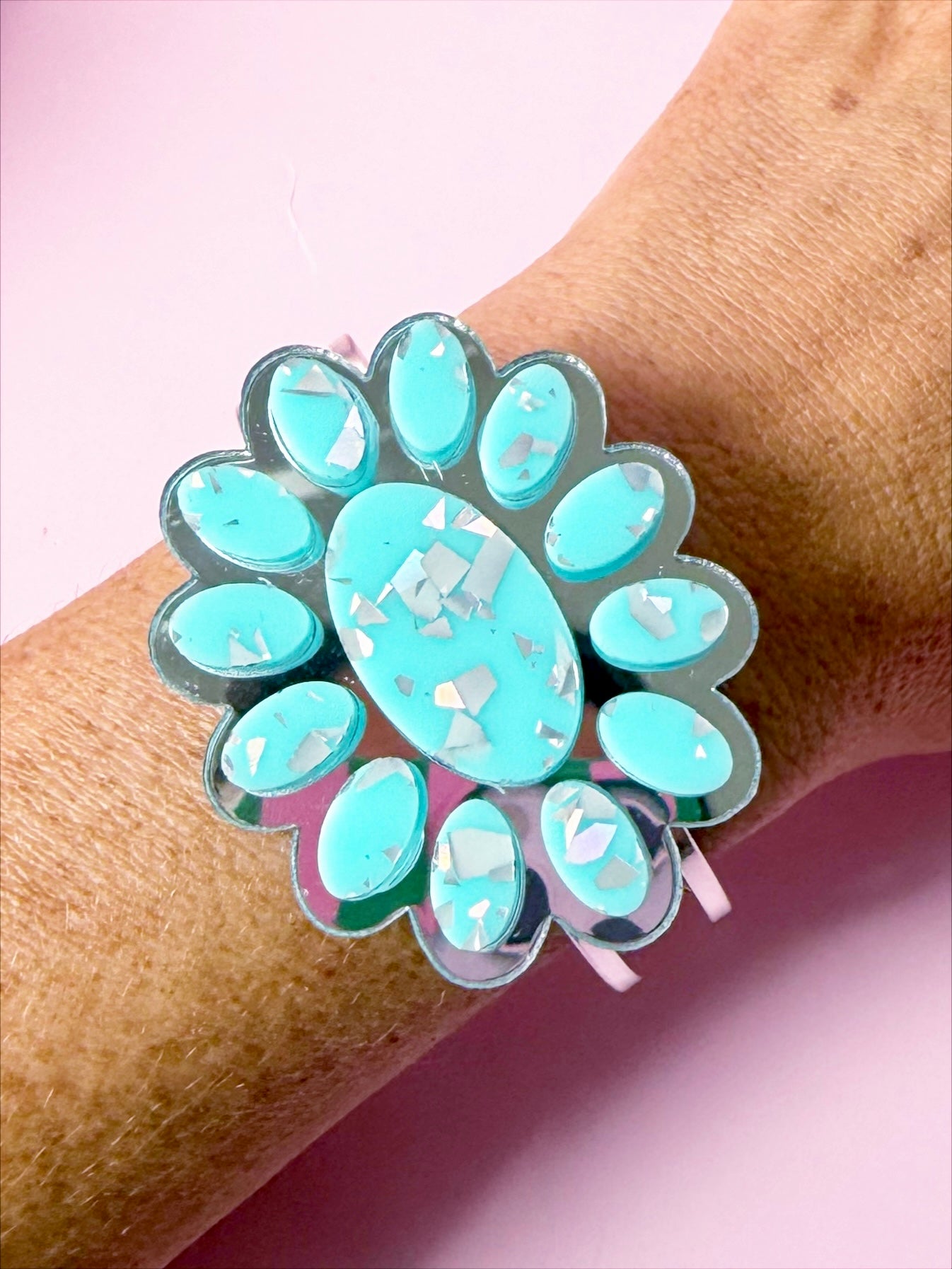 Turquoise Squash Blossom Cuff