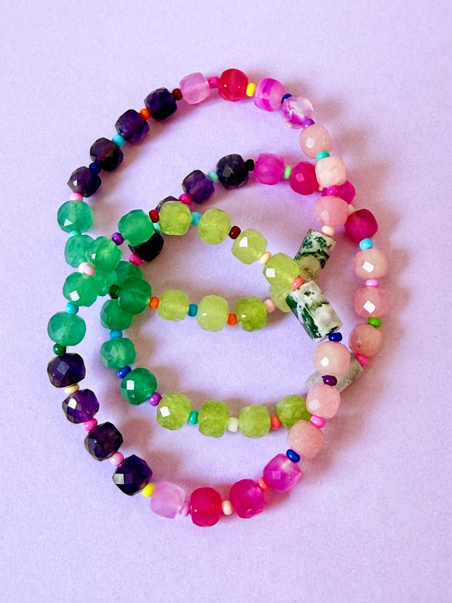 Green Rainbow Confetti Bracelet