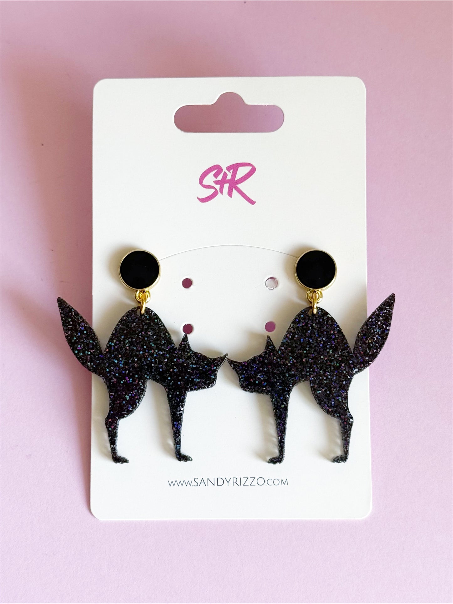 Black Glitter Scaredy Cat
