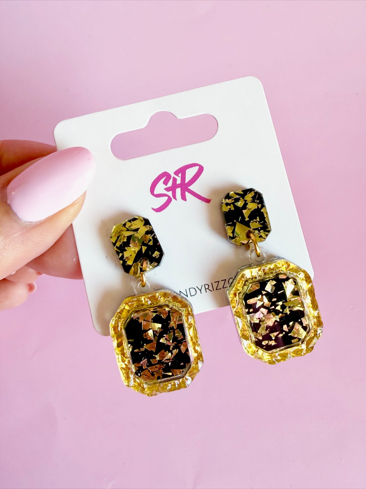 Black and Gold Jewel Dangle