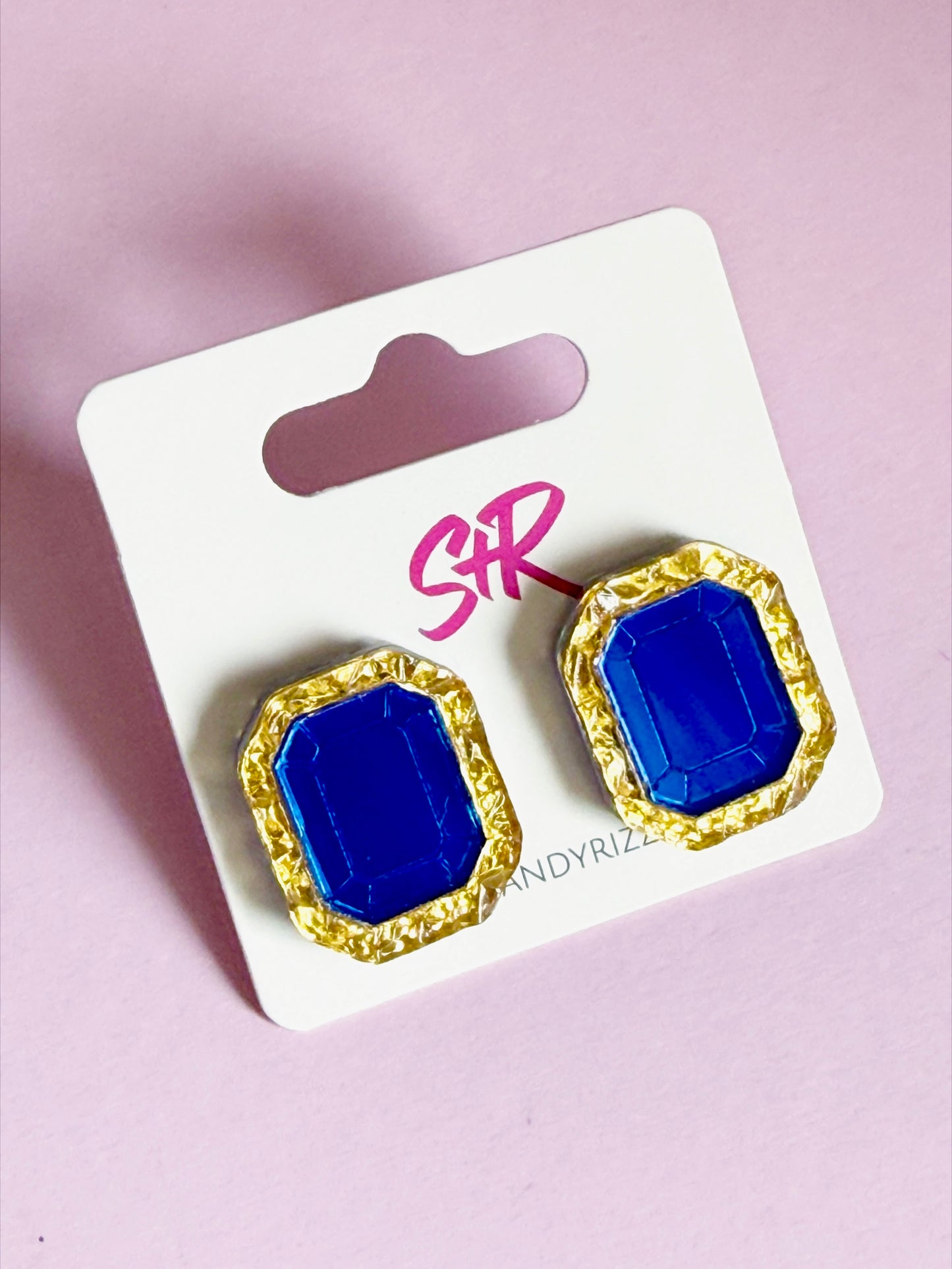 Royal Blue and Gold Gem Stud
