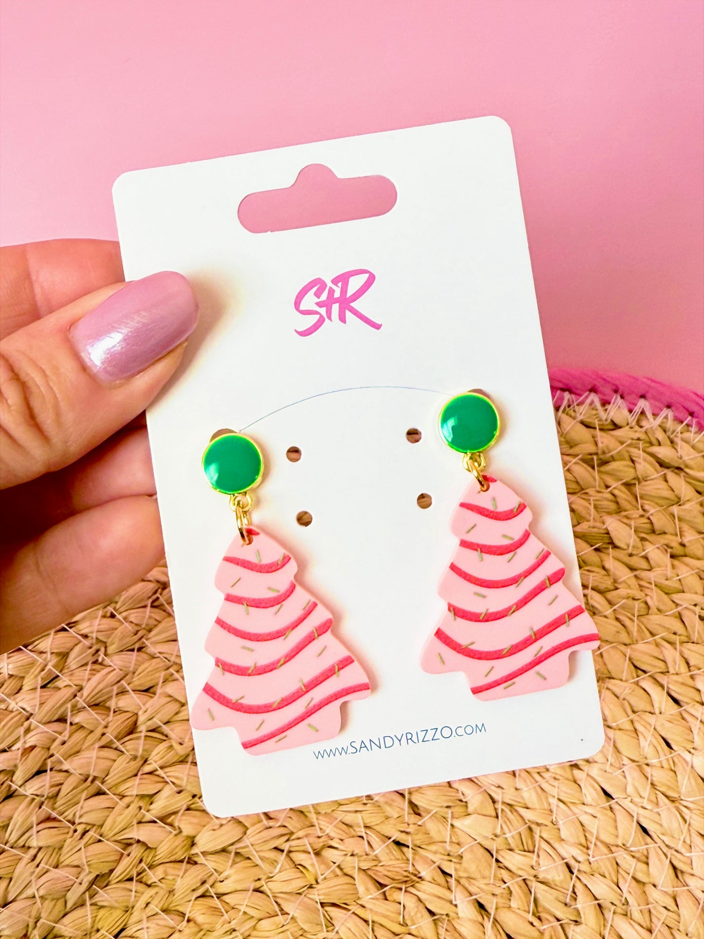 Pink Christmas Tree Cake Dangle
