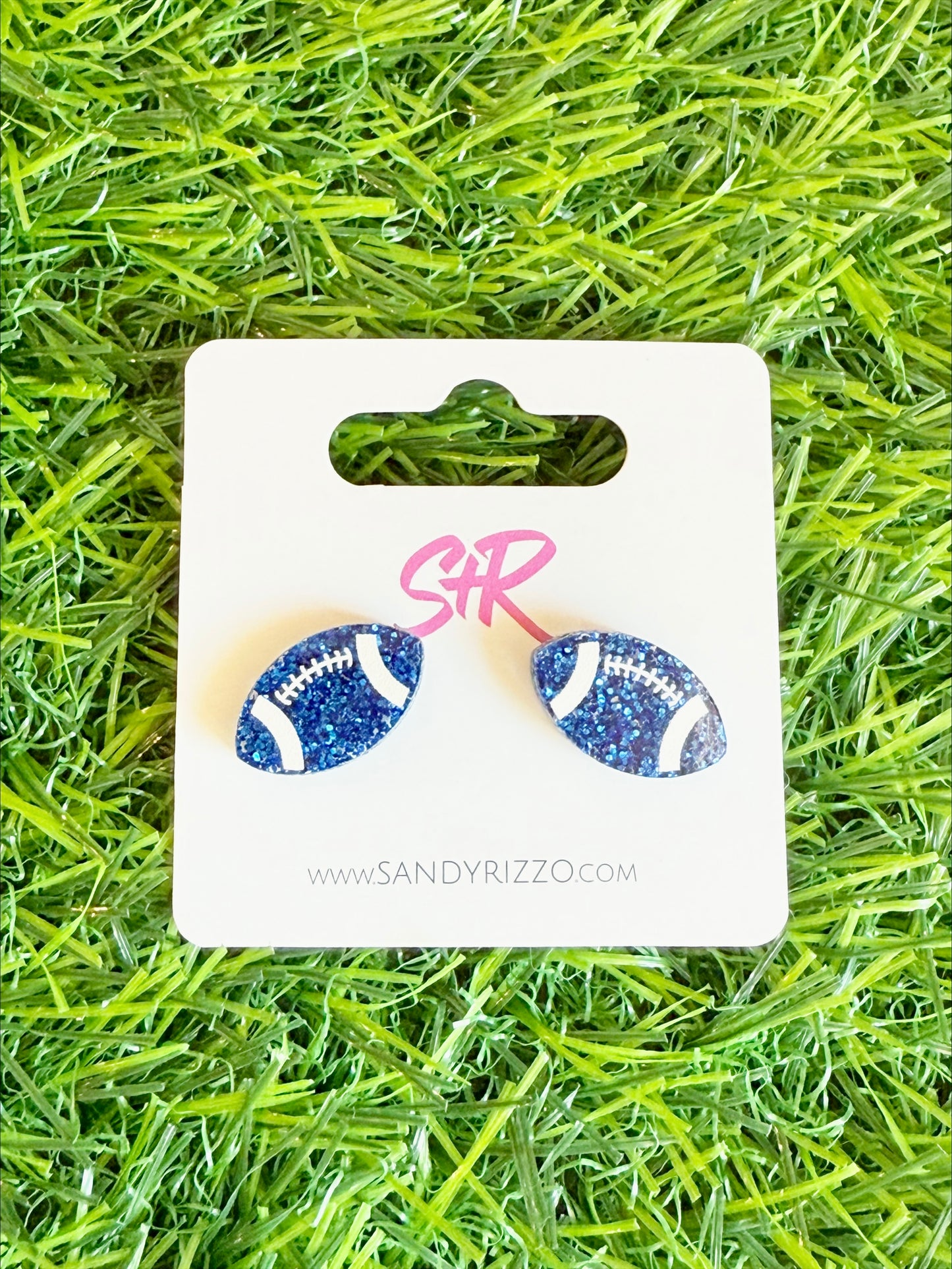 Blue Glitter Football Stud