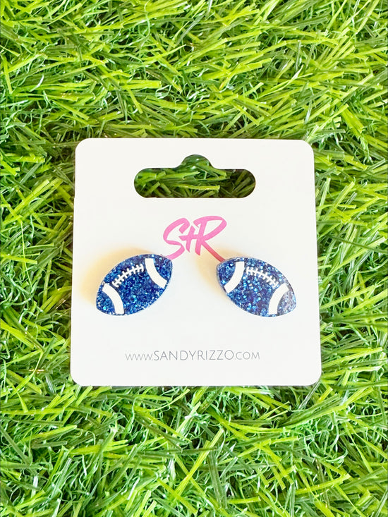 Blue Glitter Football Stud