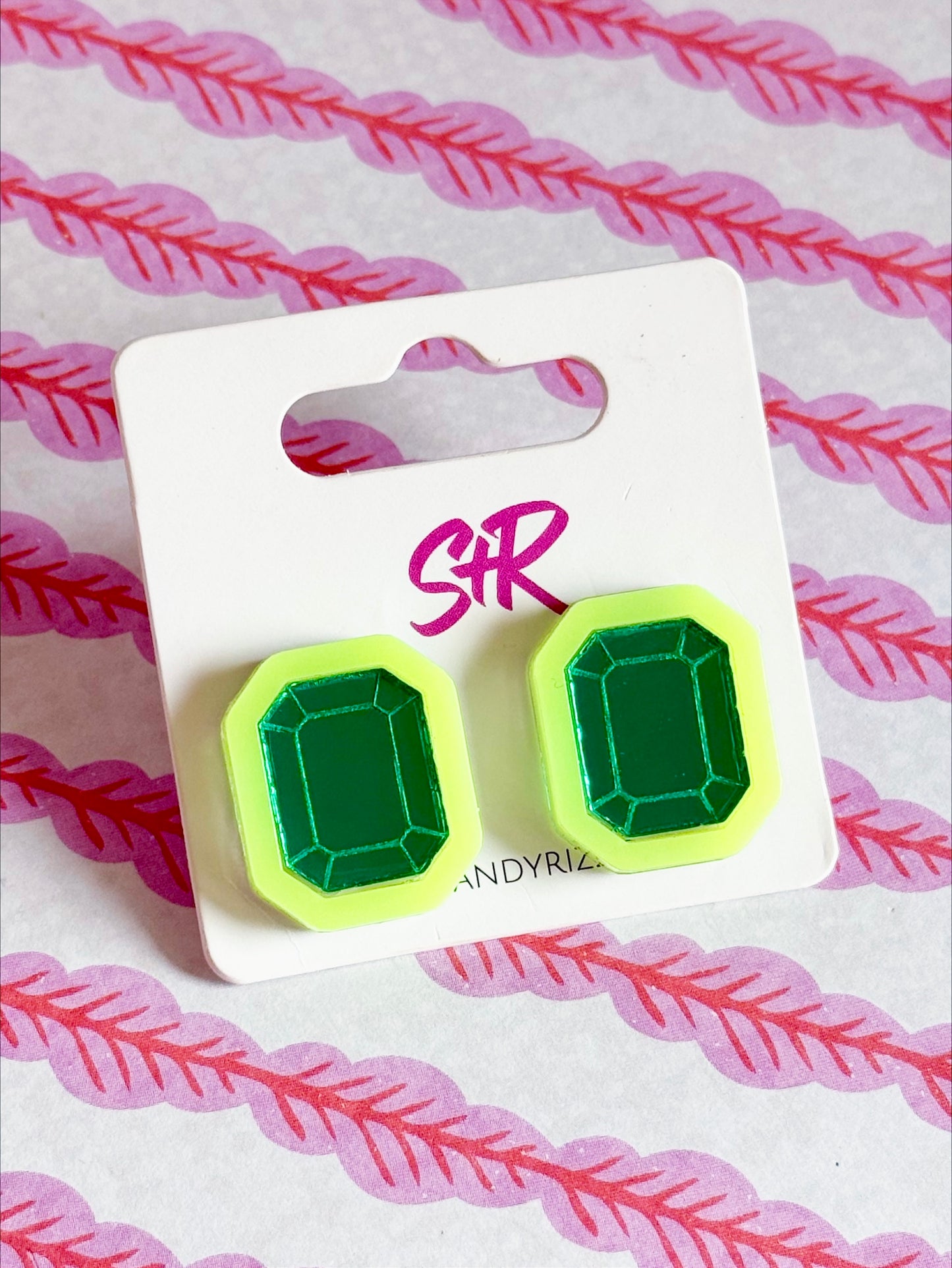Acid Yellow and Green Gem Stud