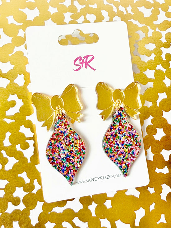 Confetti Dot Ornament with Gold Bow