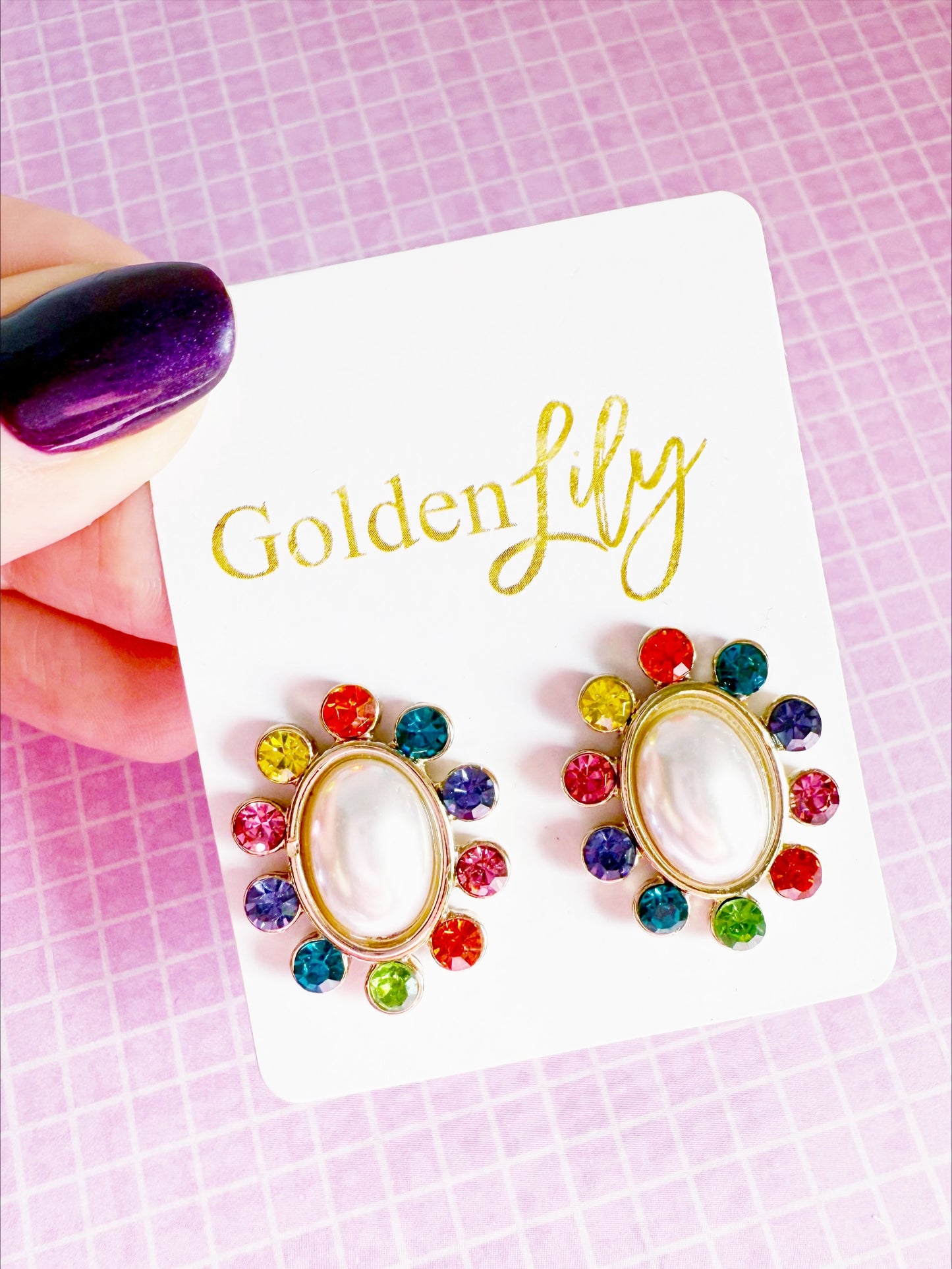 Golden Lily Pearl Statement Stud