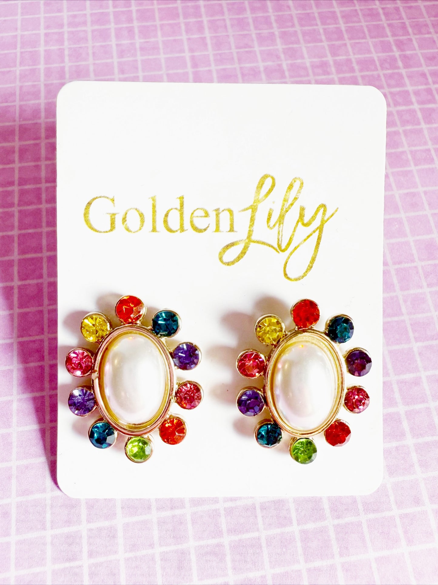 Golden Lily Pearl Statement Stud
