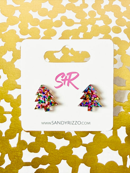 Confetti Dot Christmas Tree Stud