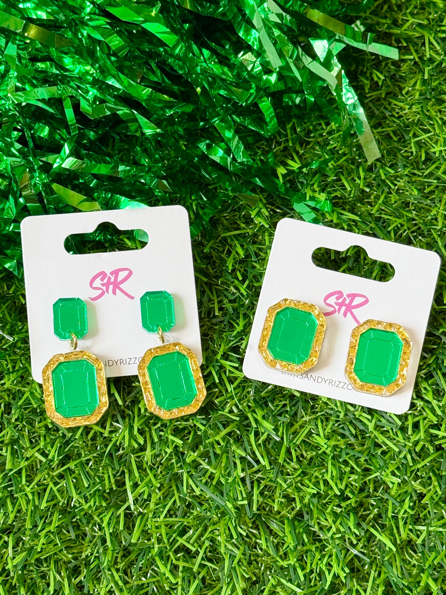 Green and Gold Gem Stud