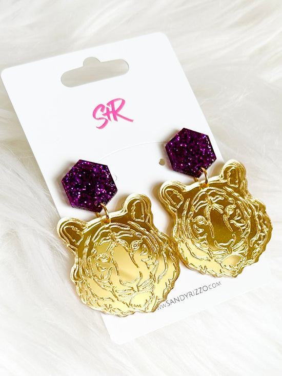 Gold Mirrored Tiger Dangle