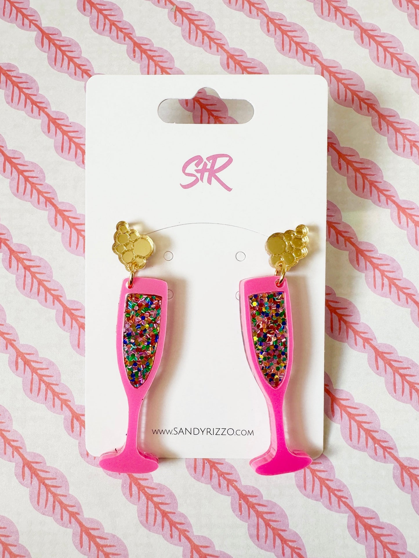 Pink Confetti Champagne Glass