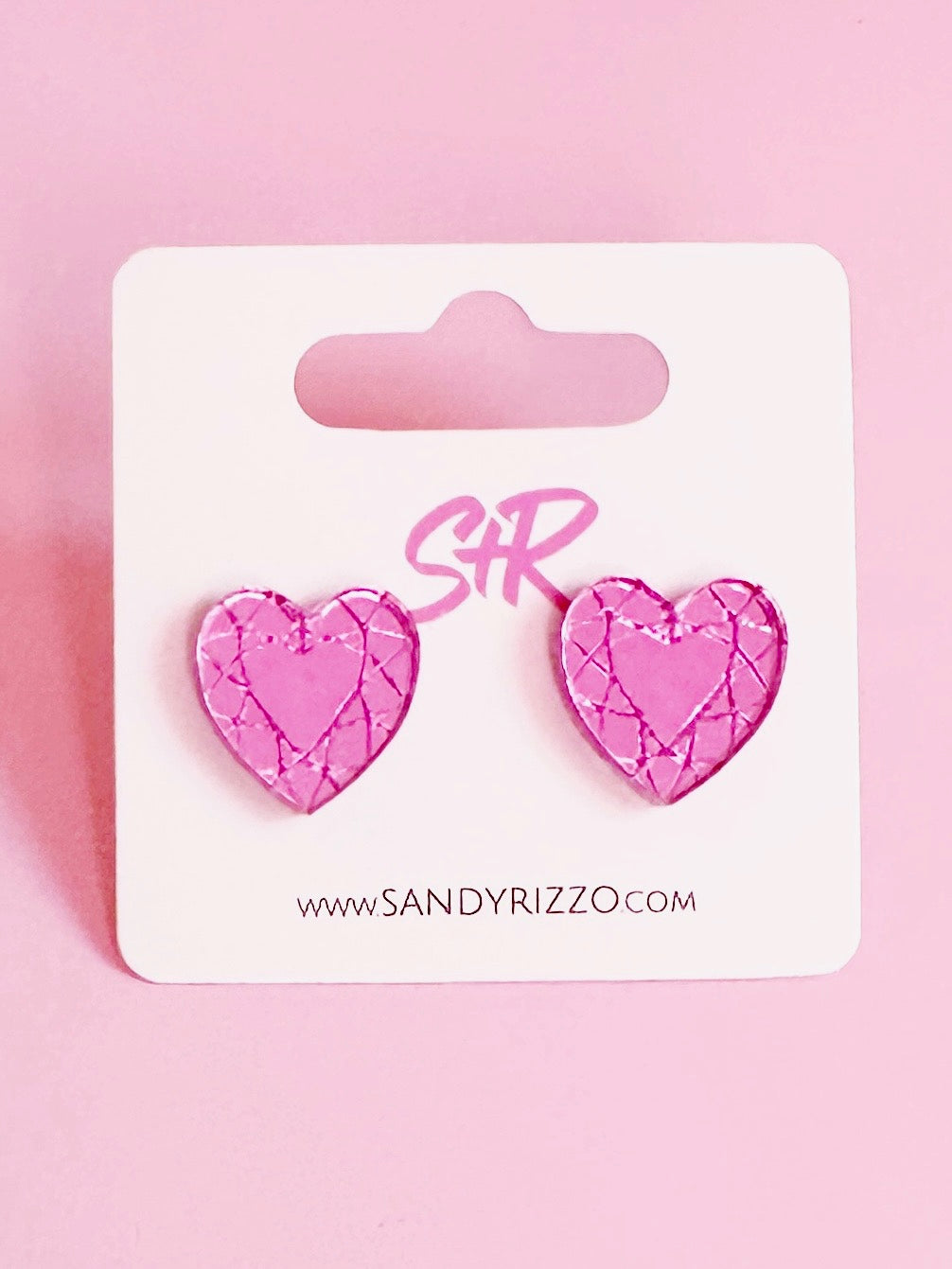Pink Gem Heart Stud