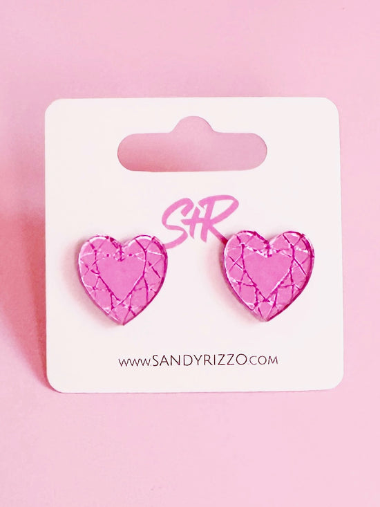 Pink Gem Heart Stud