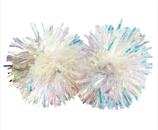 White Iridescent Party Pom Stud