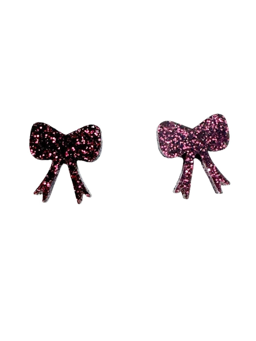 Maroon Glitter Bow Stud
