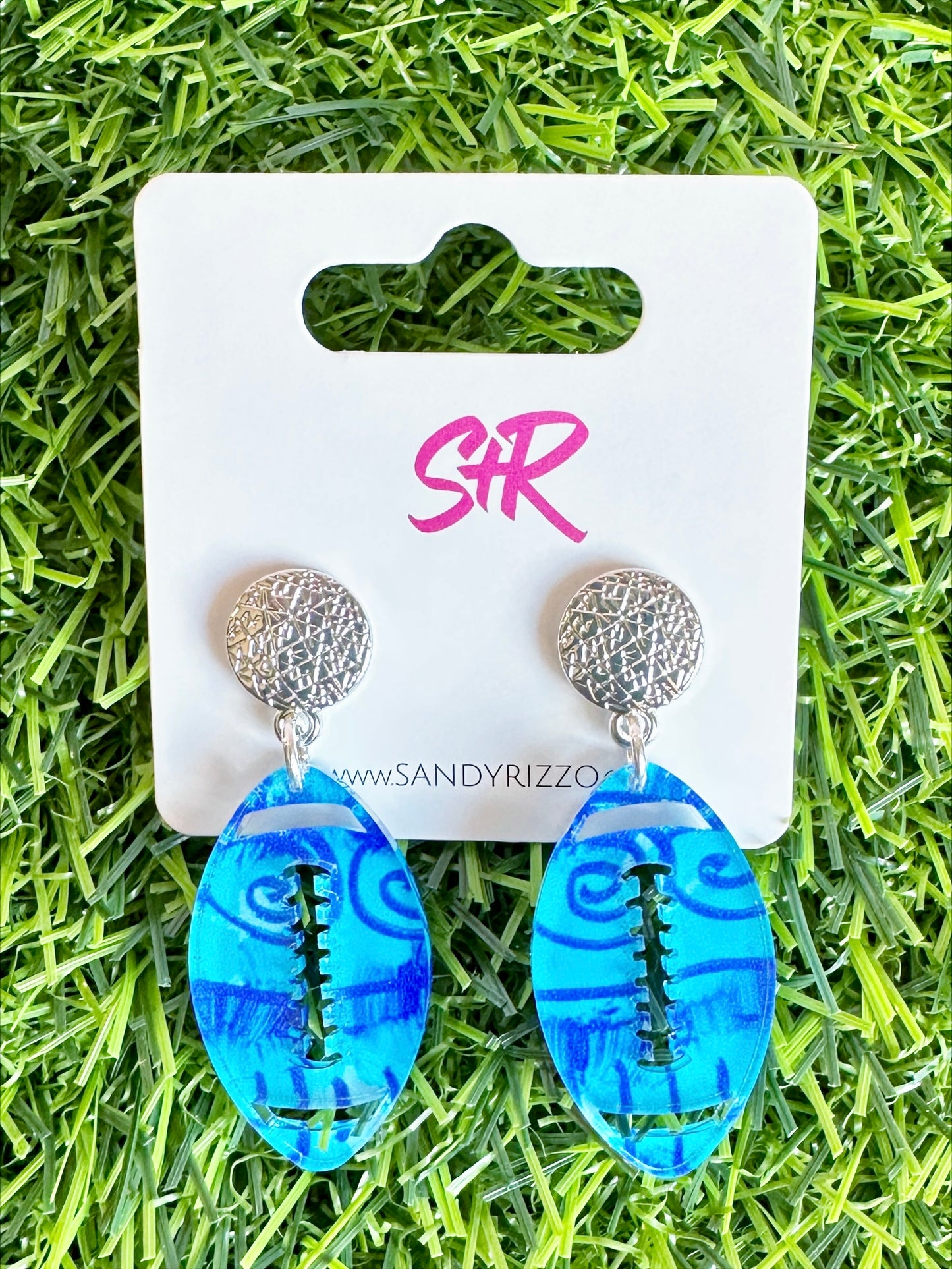 Blue Art Petite Football Dangle