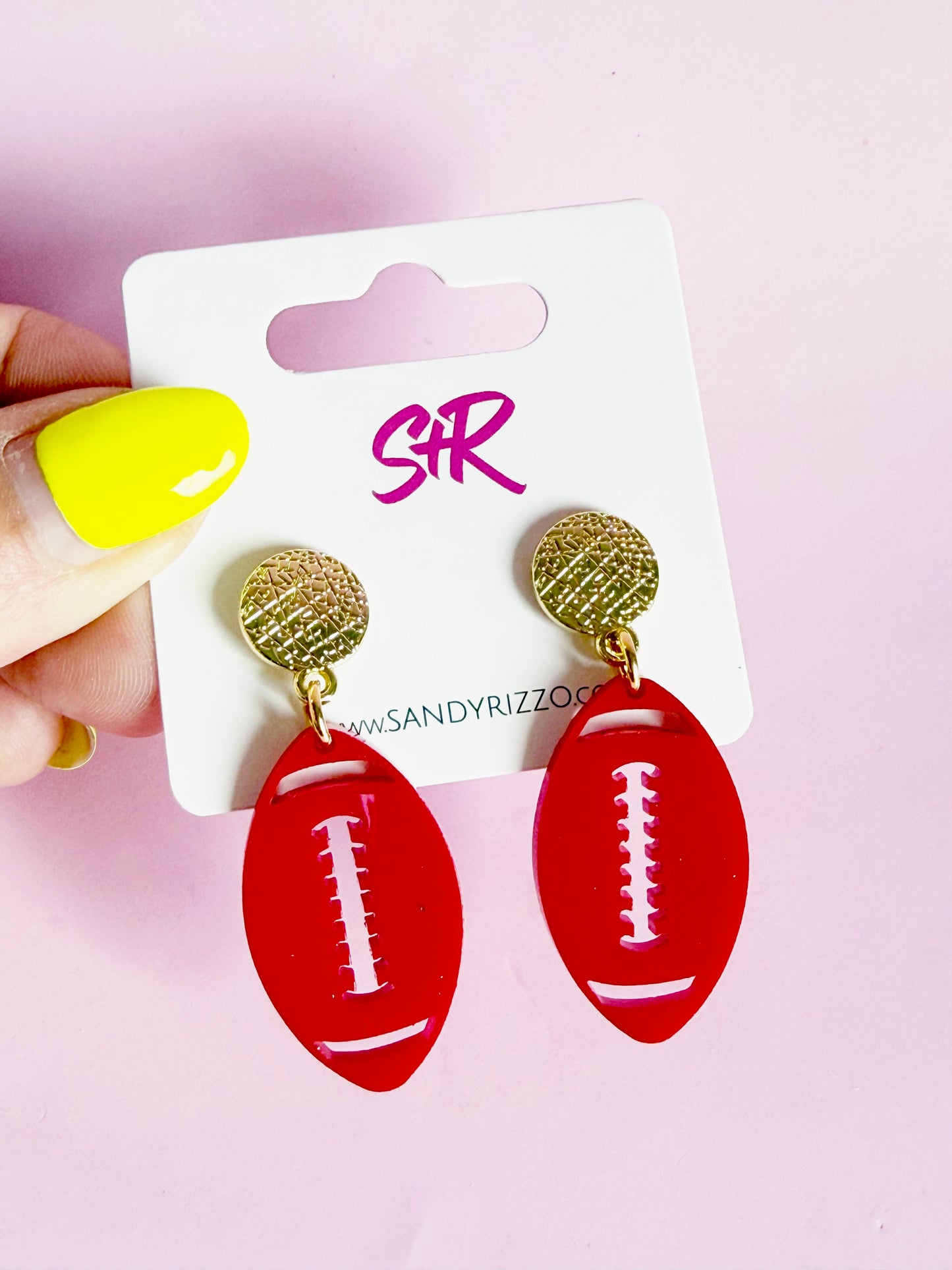 Red Matte Petite Football Dangle