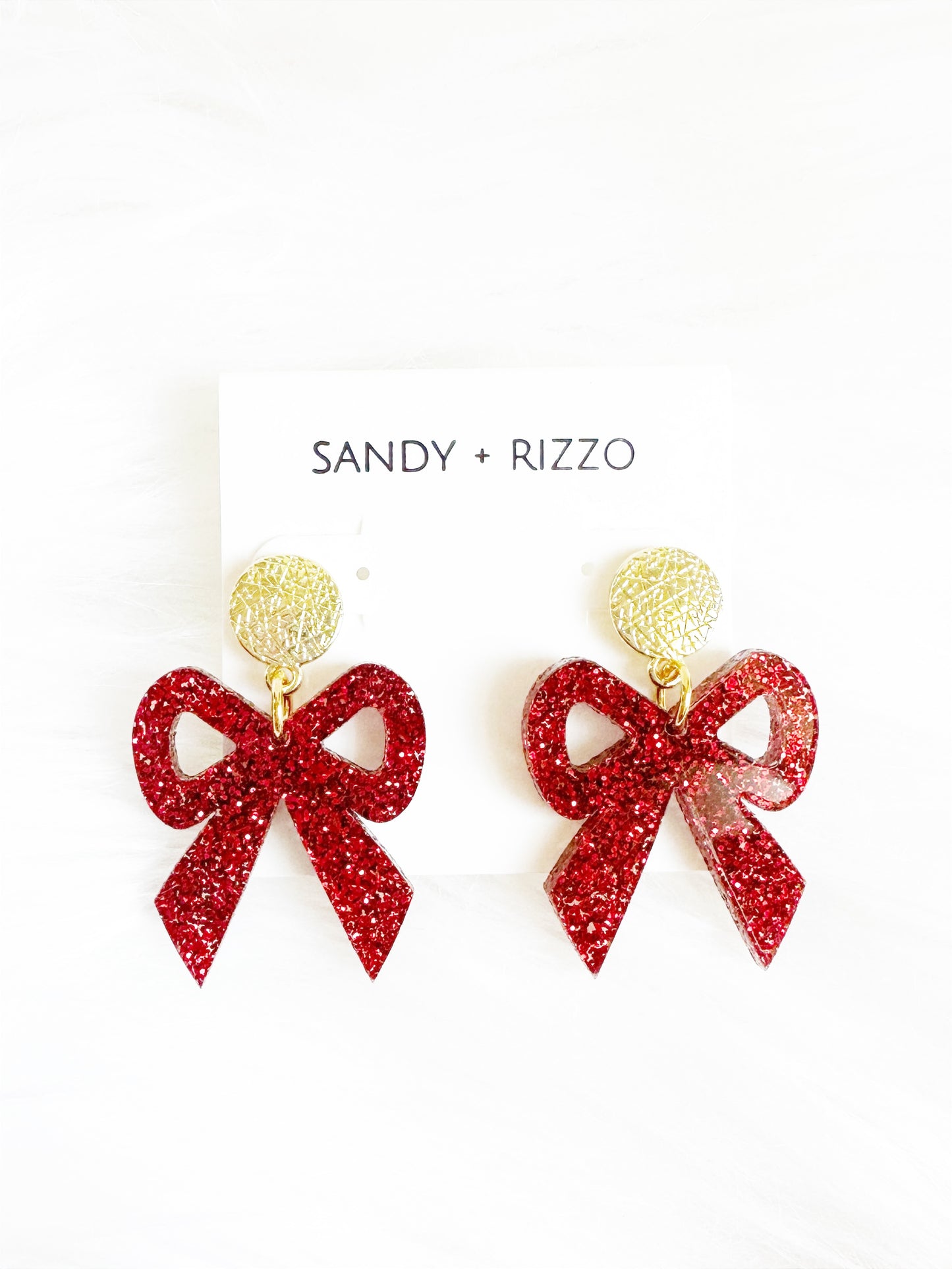 Red Glitter Bow Dangle