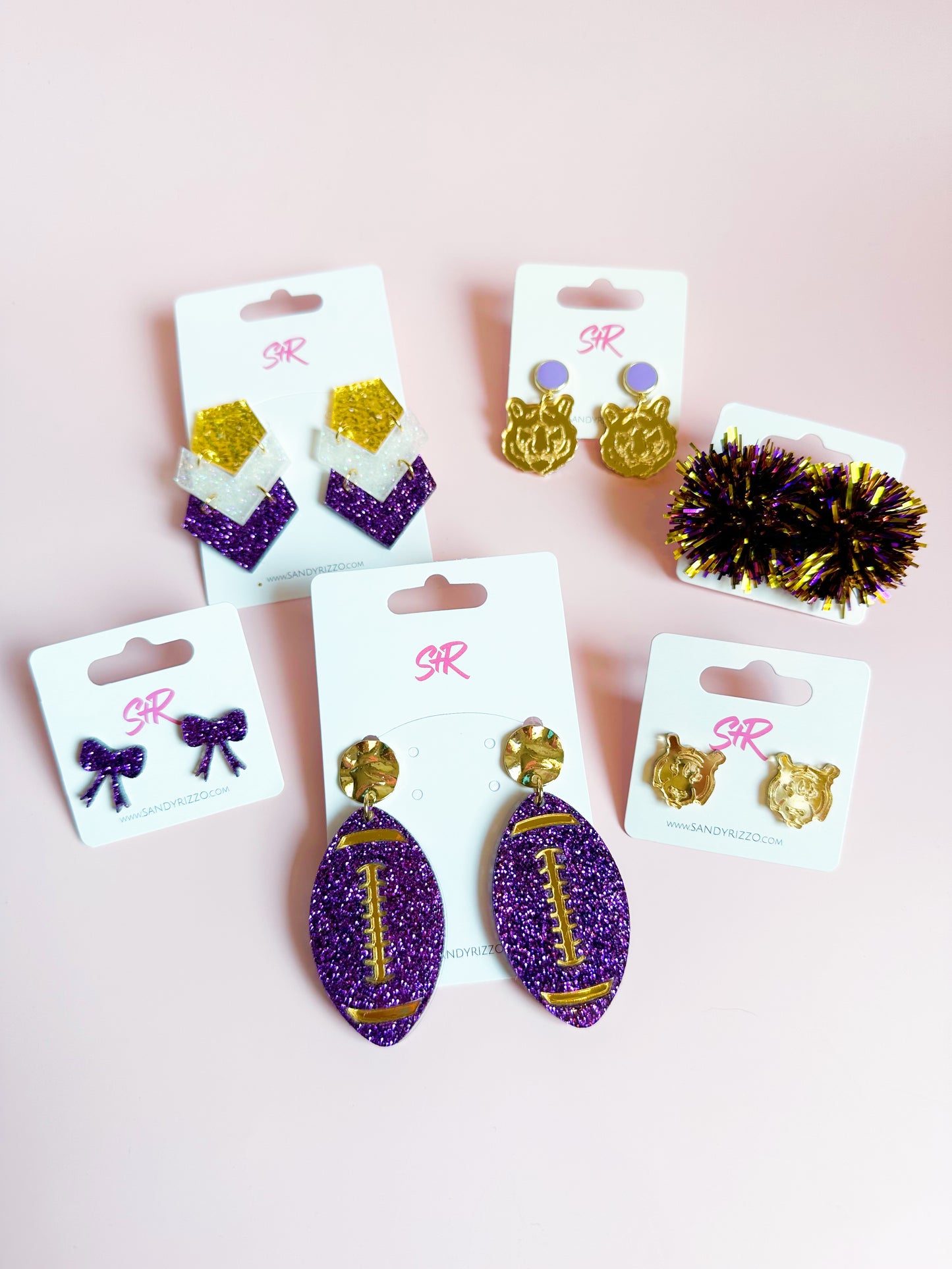 Purple Glitter Bow Stud