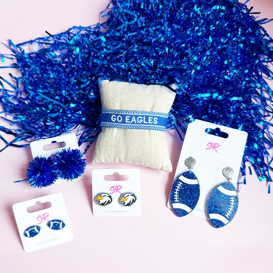 Blue Glitter Football Stud