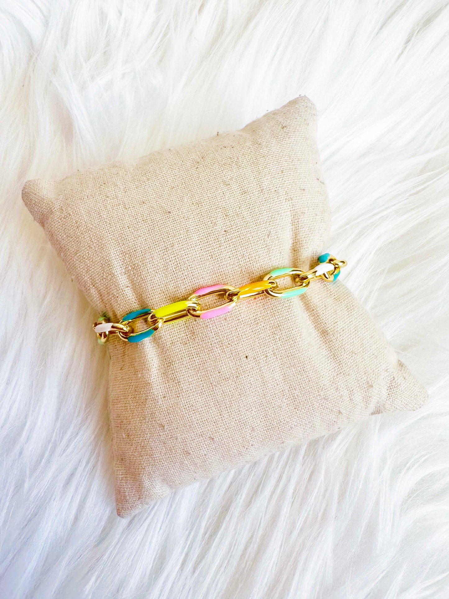 Bright 7" Enamel Chain Bracelet