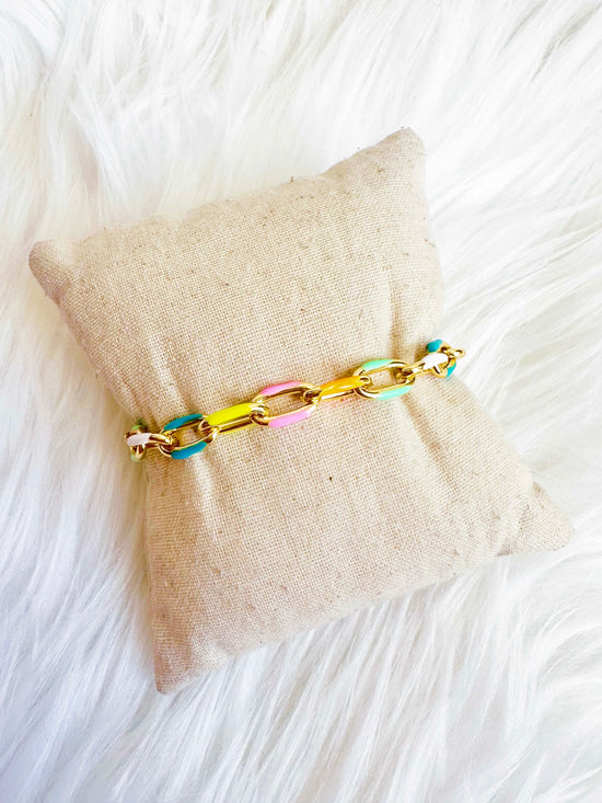 Bright 7" Enamel Chain Bracelet