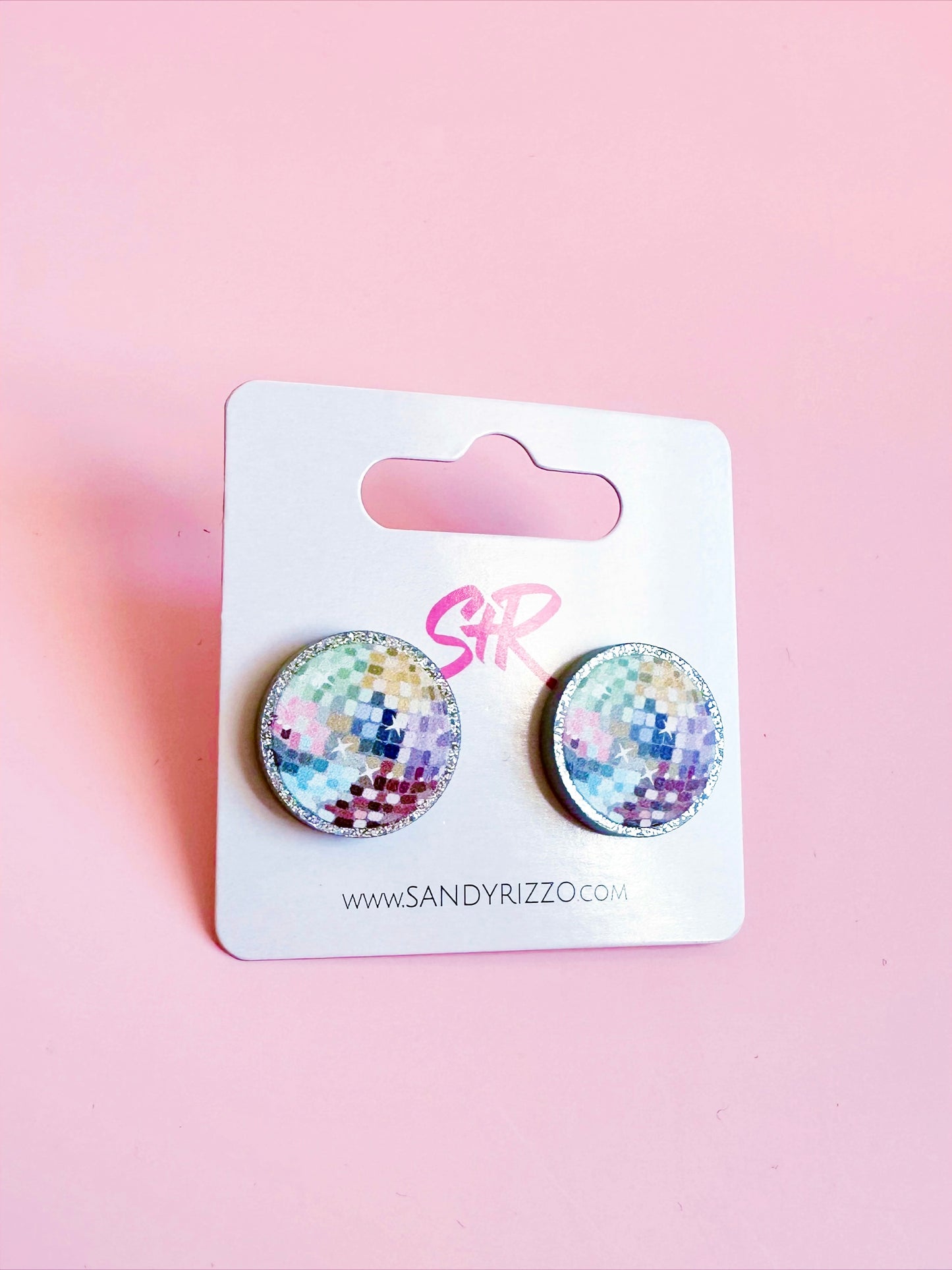 Colorful Disco Ball Stud