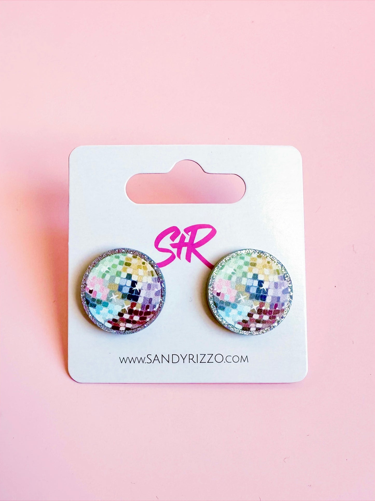 Colorful Disco Ball Stud