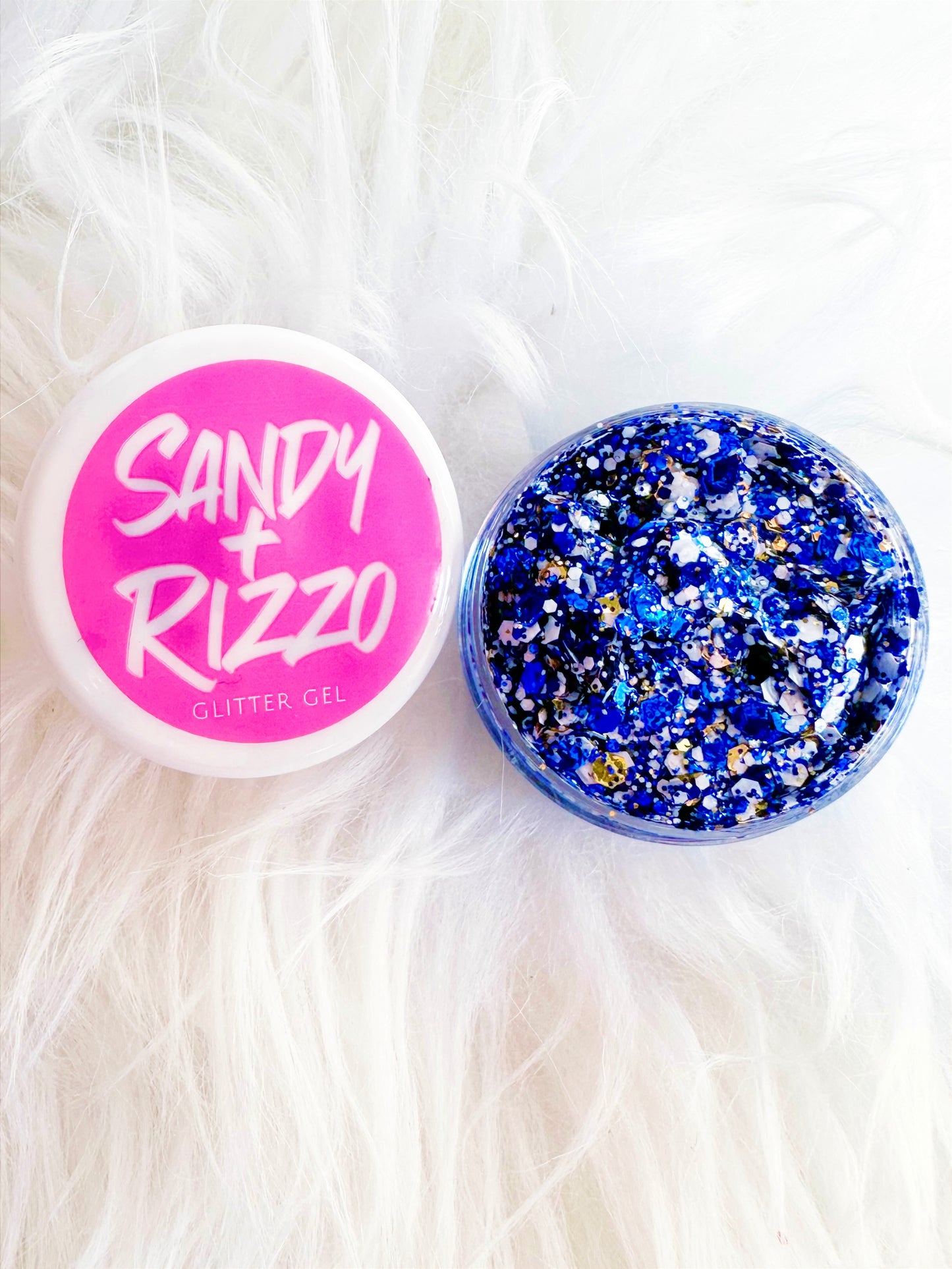 Blue, White, and Gold Glitter Gel
