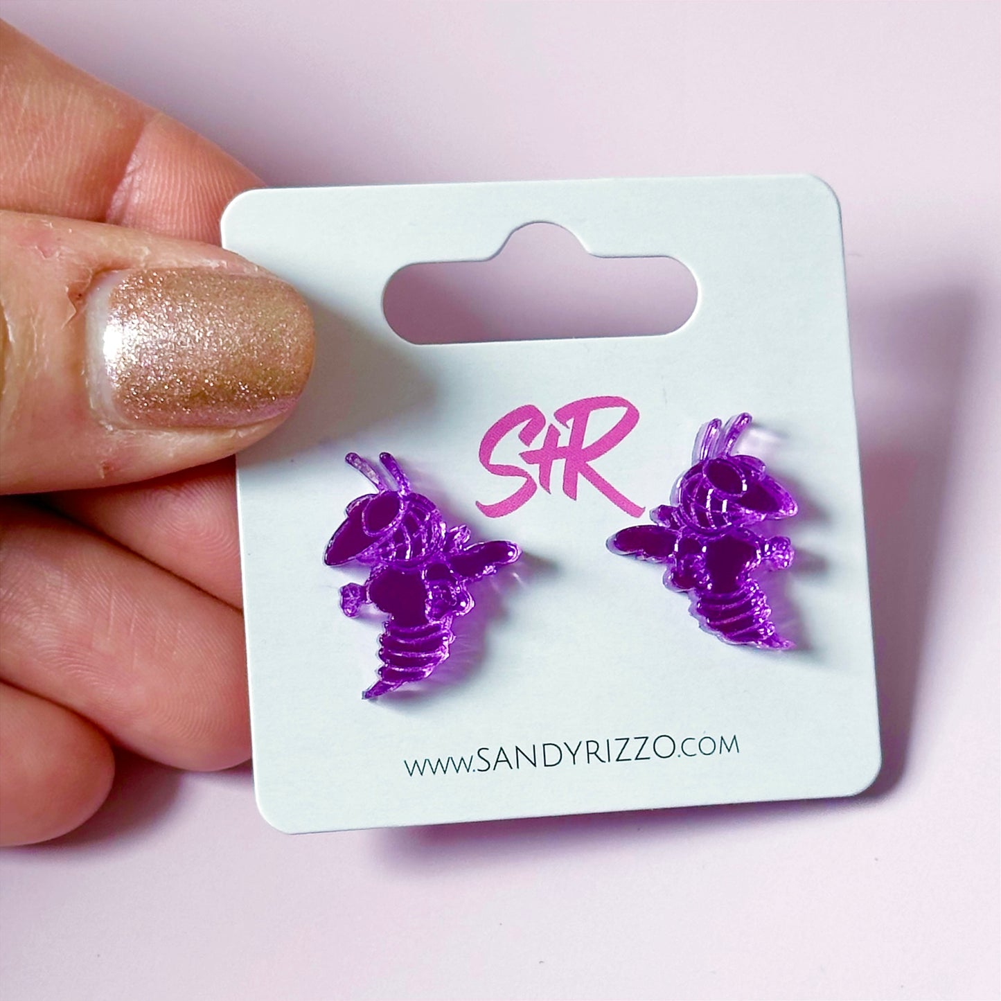 Lavender Mirror Yellow Jacket Stud
