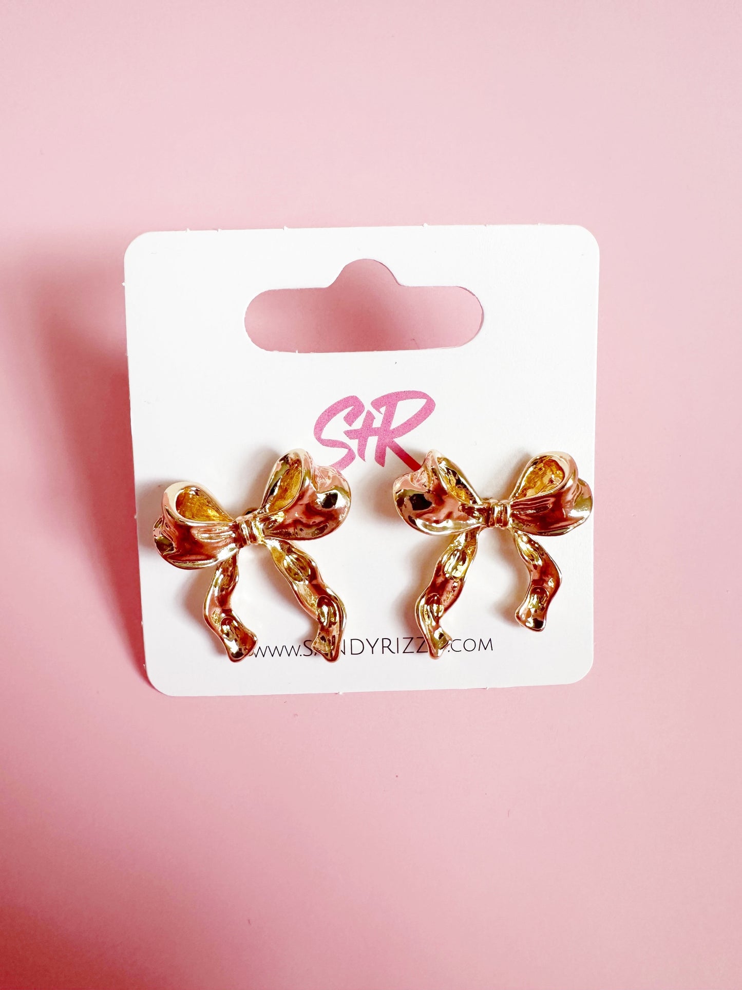 Golden Ribbon Bow Stud