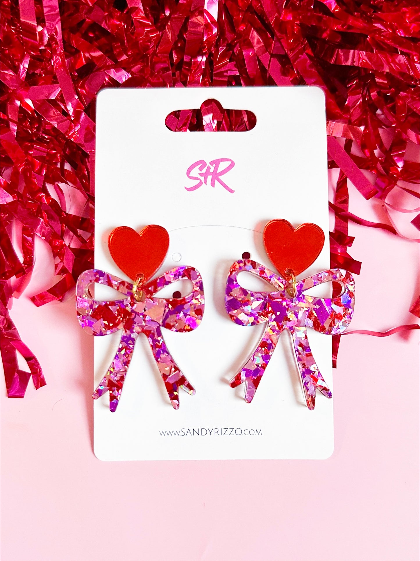 Pink Confetti Bow Dangle