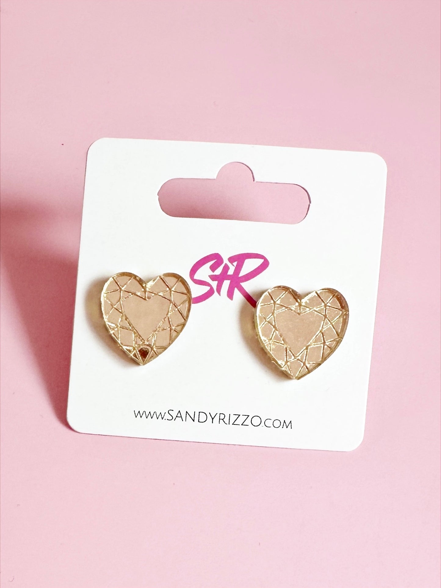 Gold Gem Heart Stud