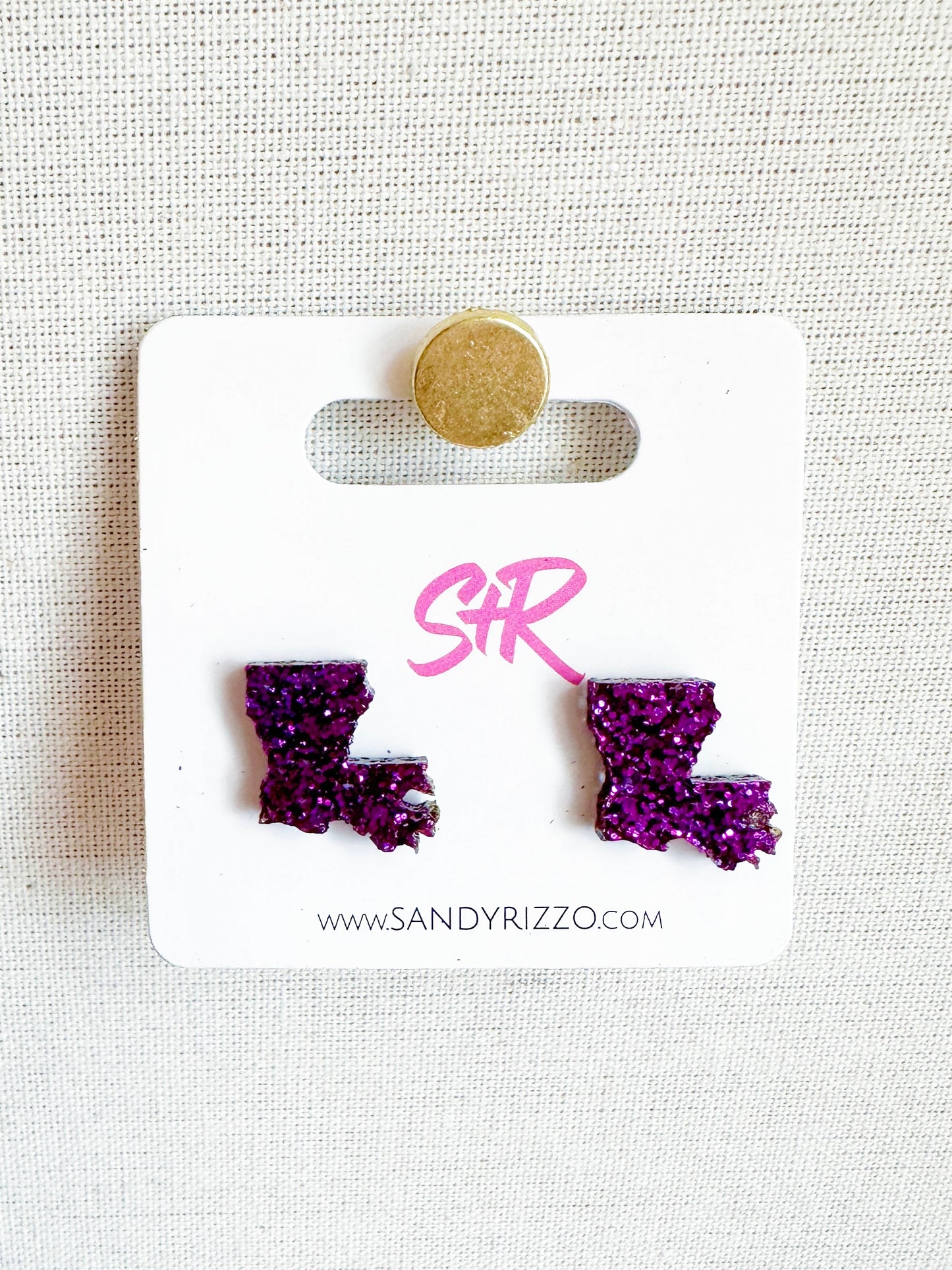 Purple Glitter Louisiana Stud